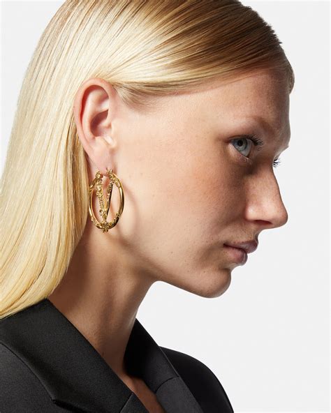 versace inspired hoop earrings|Versace enamel earrings.